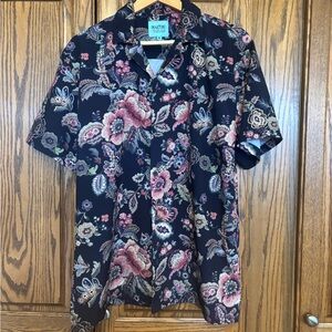 Men's Floral Short Sleeve Shirt - size medium